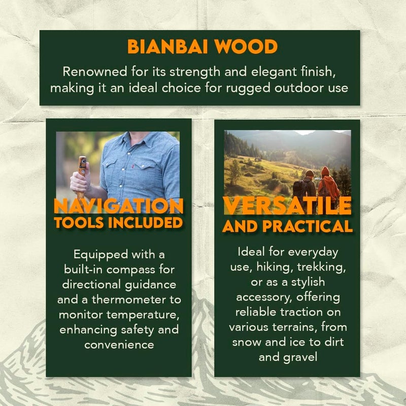 SE عصا مشي طبيعية من الخشب SE WS62 - Image 3