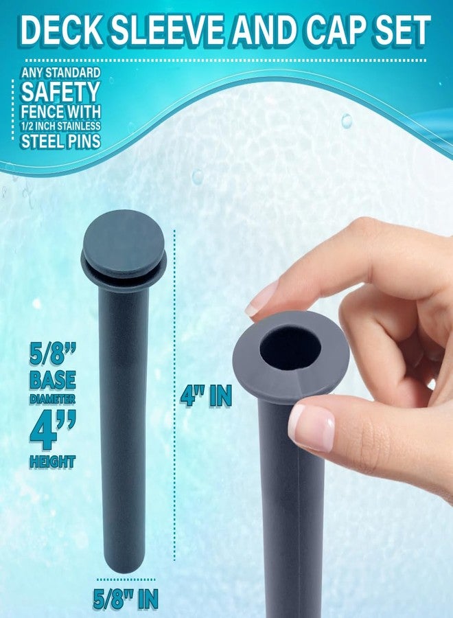 Poolzilla 10 Pack Gray Sleeve and Cap Set for Pool Safety Fence Poles | Can Be Used with Concrete, Pavers, Deck, Ground - Image 2