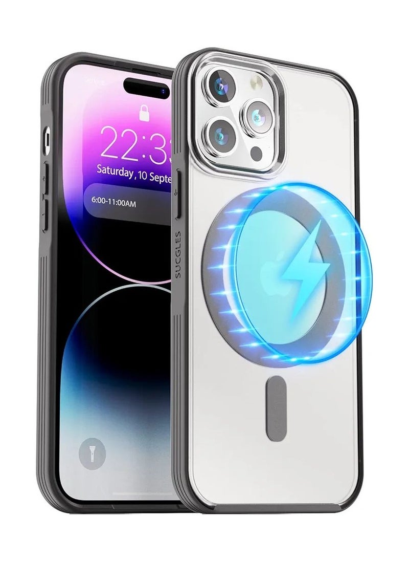Denx - Magnetic Case for iPhone 16 Pro Max Case, Compatible with MagSafe, Plating Luxury Cover, Clear Soft TPU Shockproof Protective Phone Case, (Natural Titanium) - Image 1