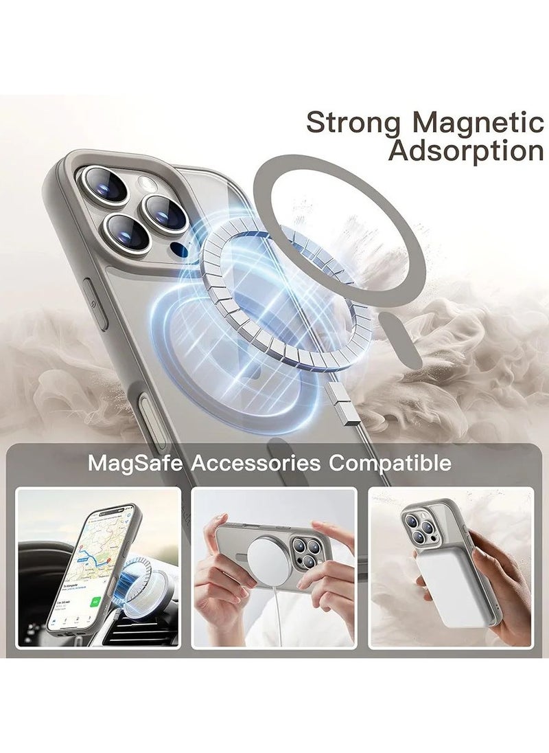Denx - Magnetic Case for iPhone 16 Pro Max Case, Compatible with MagSafe, Plating Luxury Cover, Clear Soft TPU Shockproof Protective Phone Case, (Natural Titanium) - Image 1
