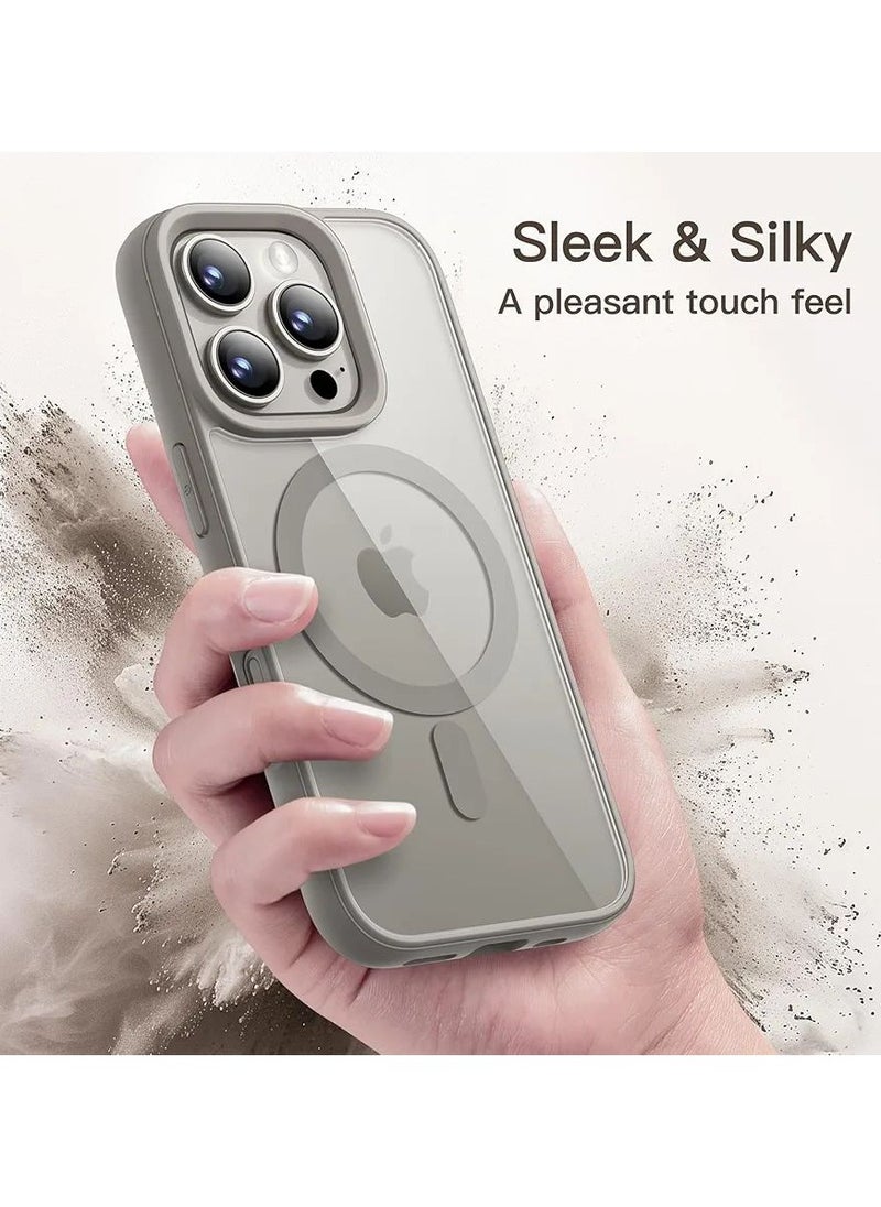 Denx - Magnetic Case for iPhone 16 Pro Max Case, Compatible with MagSafe, Plating Luxury Cover, Clear Soft TPU Shockproof Protective Phone Case, (Natural Titanium) - Image 1