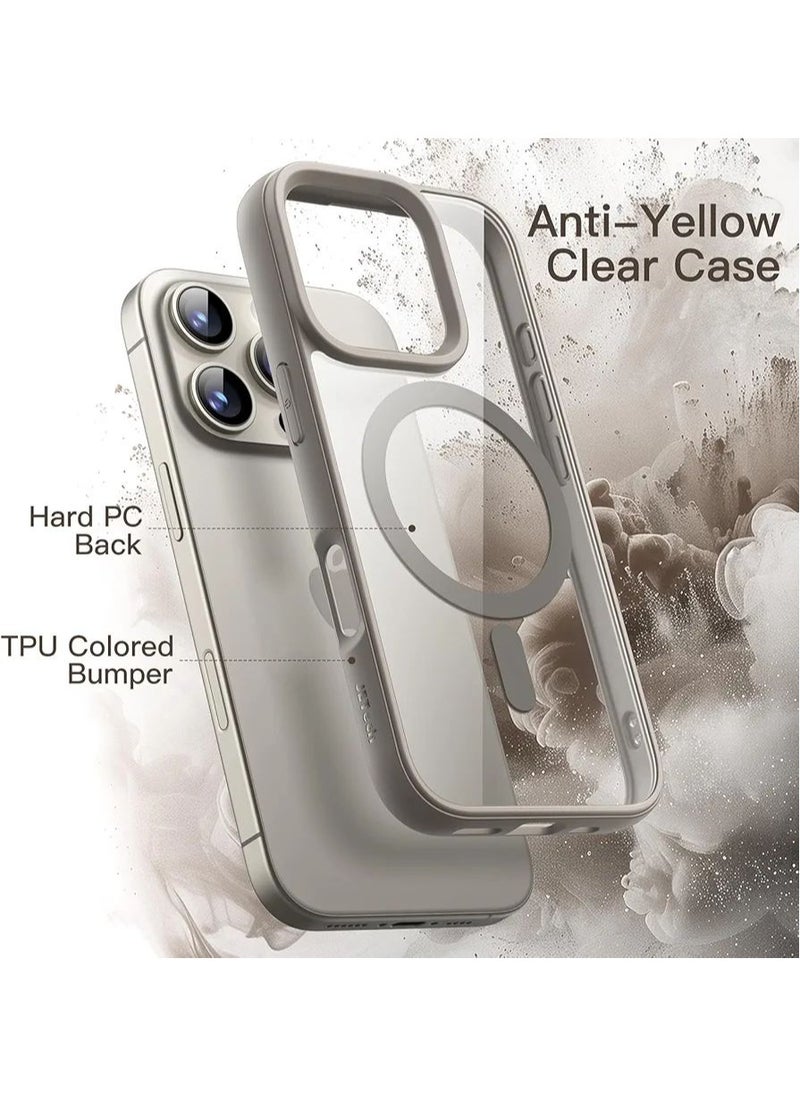 Denx - Magnetic Case for iPhone 16 Pro Max Case, Compatible with MagSafe, Plating Luxury Cover, Clear Soft TPU Shockproof Protective Phone Case, (Natural Titanium) - Image 1