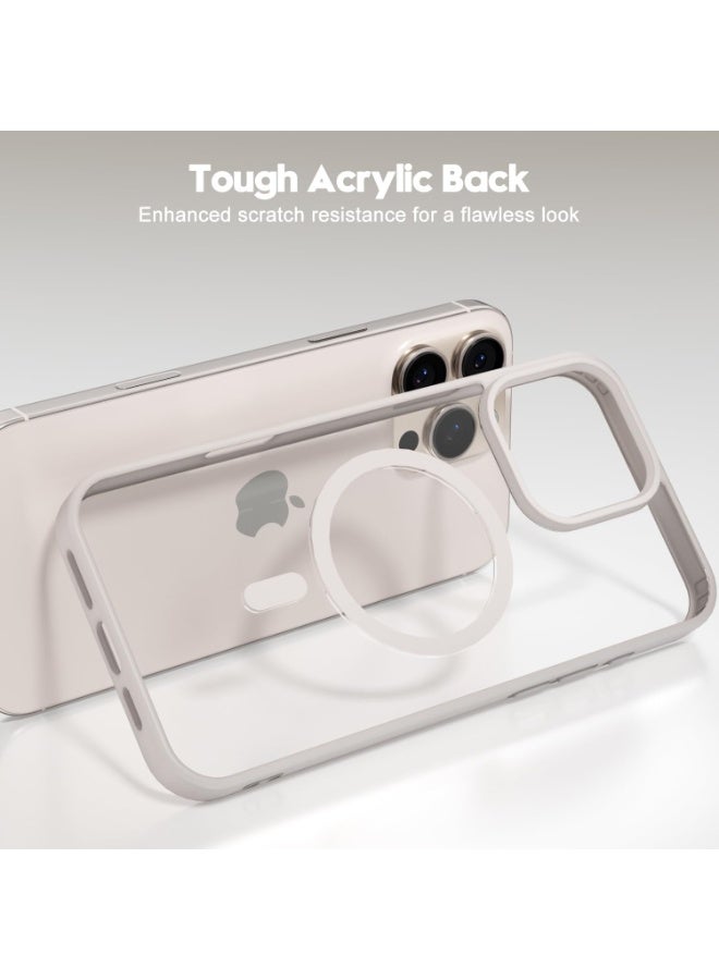 أكاليكس جراب مغناطيسي لهاتف آيفون 16 برو ماكس [مقاوم للصدمات ونحيف]، غطاء خلفي صلب شفاف مع حماية فائقة |تيتانيوم طبيعي - Image 4