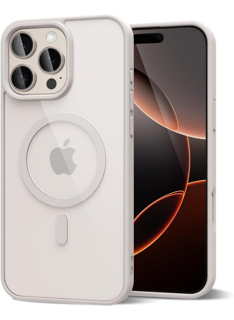 أكاليكس جراب مغناطيسي لهاتف آيفون 16 برو ماكس [مقاوم للصدمات ونحيف]، غطاء خلفي صلب شفاف مع حماية فائقة |تيتانيوم طبيعي - Image 1