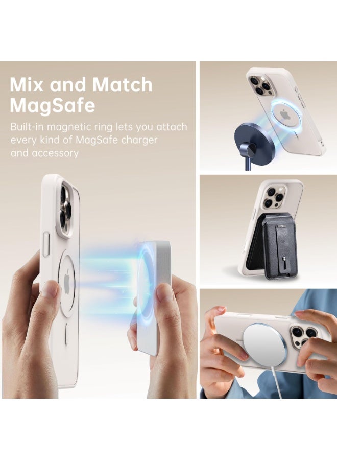 أكاليكس جراب مغناطيسي لهاتف آيفون 16 برو ماكس [مقاوم للصدمات ونحيف]، غطاء خلفي صلب شفاف مع حماية فائقة |تيتانيوم طبيعي - Image 3