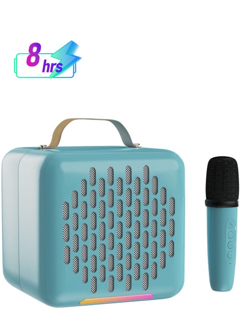 Rock Box Portable Bluetooth Speaker - Karaoke Speaker with Wireless Mic – Mini Party Speaker with Colorful Lights, 10W HD Sound, 8H Playtime, Bluetooth 5.4, TF/USB/AUX Support – for Home, Outdoor, Travel & Kids (Blue)