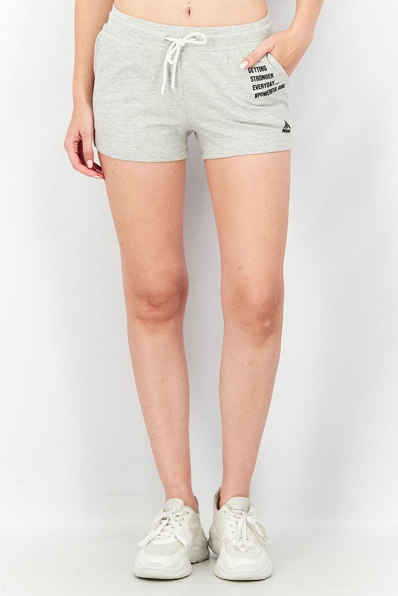 RBX Women Sportswear Fit Heather Drawstring Shorts, Grey - Image 1