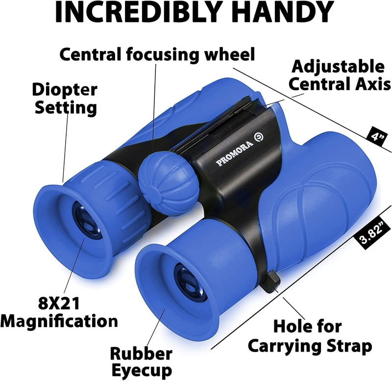 Promora Binoculars for Kids – Perfect Toy for Little Boys and Girls – Extensive Set Incl. Magnifying Glass & Compass – Powerful Magnification 8X21 – 3 to 12 Year Old Kids for Toddler - Image 2