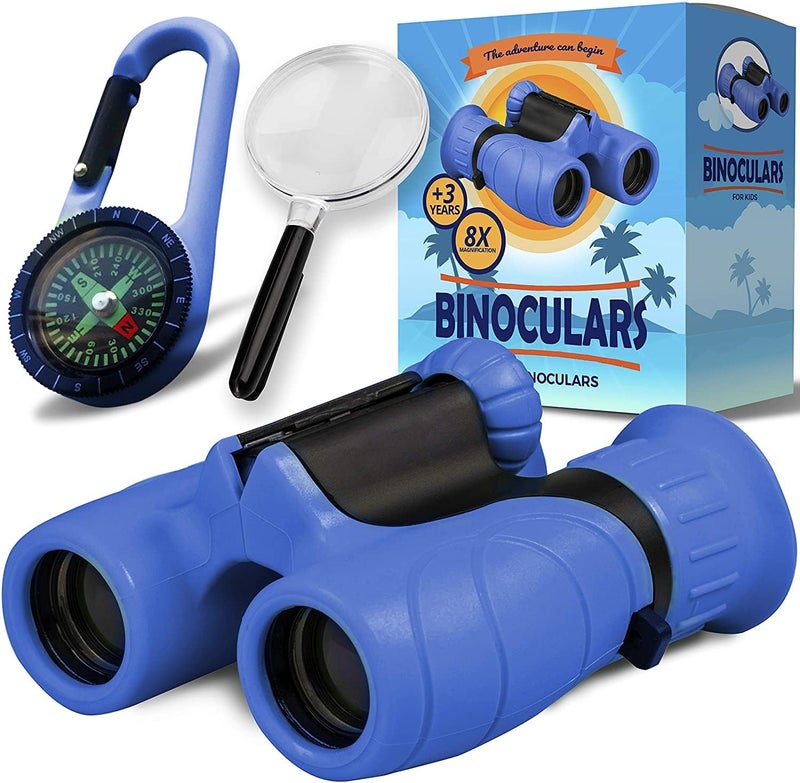Promora Binoculars for Kids – Perfect Toy for Little Boys and Girls – Extensive Set Incl. Magnifying Glass & Compass – Powerful Magnification 8X21 – 3 to 12 Year Old Kids for Toddler - Image 1