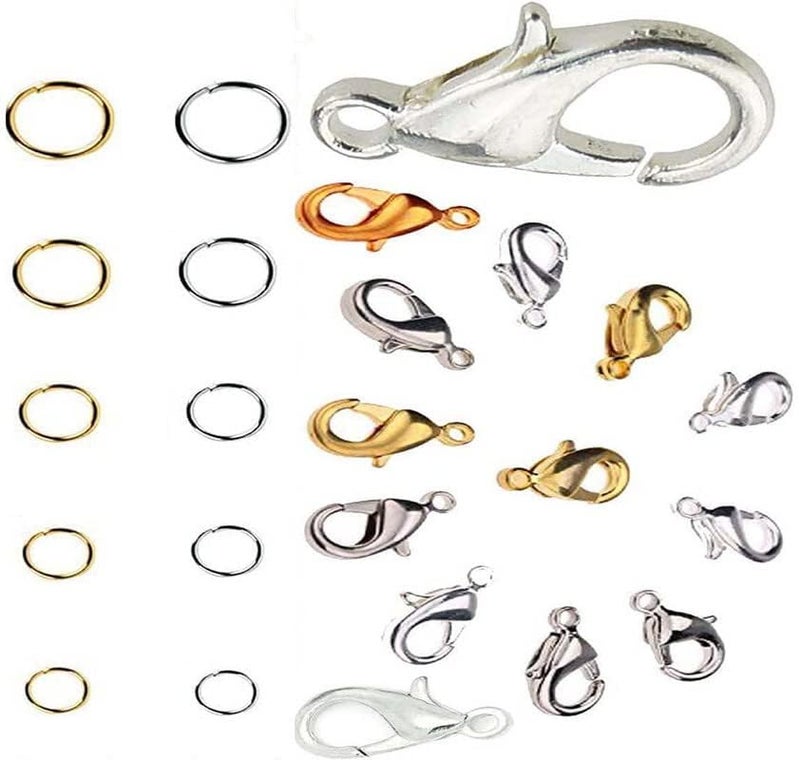 DIY Crafts DIY Crafts 100 Grm, Mix Lot, Hardware Accessories 1000+ Jump Rings & 15 Pcs Lobster Claw Clasps, Open Jump Rings 4mm - 10mm for Jewelry Making Key Rings Neck (100 Grm, Mix Lot)  - Image 5