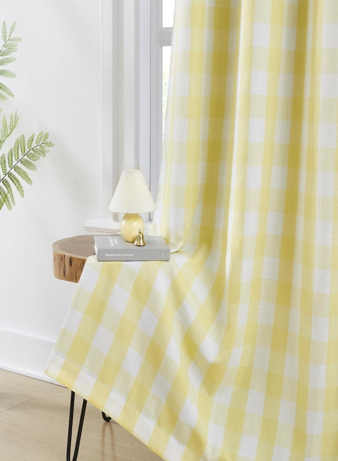 Amzdecor Yellow White Buffalo Plaid Full Blackout Curtains 84 Inch Long for Bedroom Living Room Farmhouse Check Patterned Drapes Thermal Insulated Soundproof Grommet Window Treatment, 2 Panels,40"x84" - Image 2