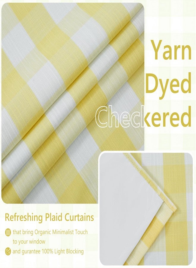 Amzdecor Yellow White Buffalo Plaid Full Blackout Curtains 84 Inch Long for Bedroom Living Room Farmhouse Check Patterned Drapes Thermal Insulated Soundproof Grommet Window Treatment, 2 Panels,40"x84" - Image 5