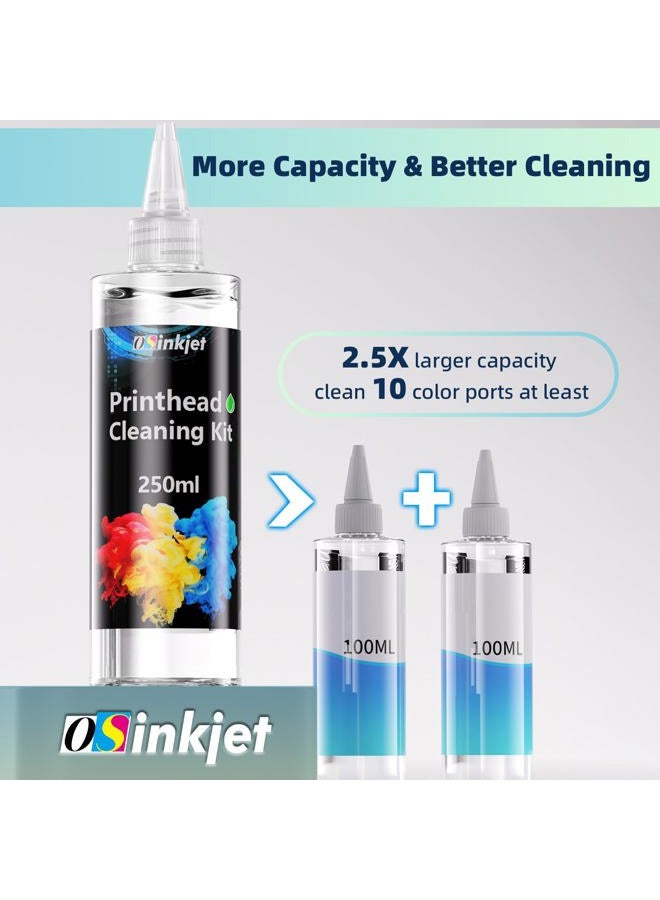 Osinkjet Printhead Cleaning Kit for Epson, 250ml Printer Cleaning kit for HP, Print Head Cleaning Solution for Canon, Printer Head Cleaner for Brother Inkjet Printers Nozzle - Image 2