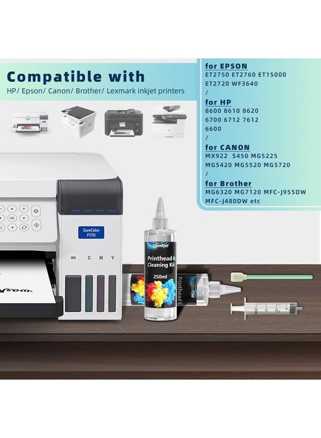 Osinkjet Printhead Cleaning Kit for Epson, 250ml Printer Cleaning kit for HP, Print Head Cleaning Solution for Canon, Printer Head Cleaner for Brother Inkjet Printers Nozzle - Image 5