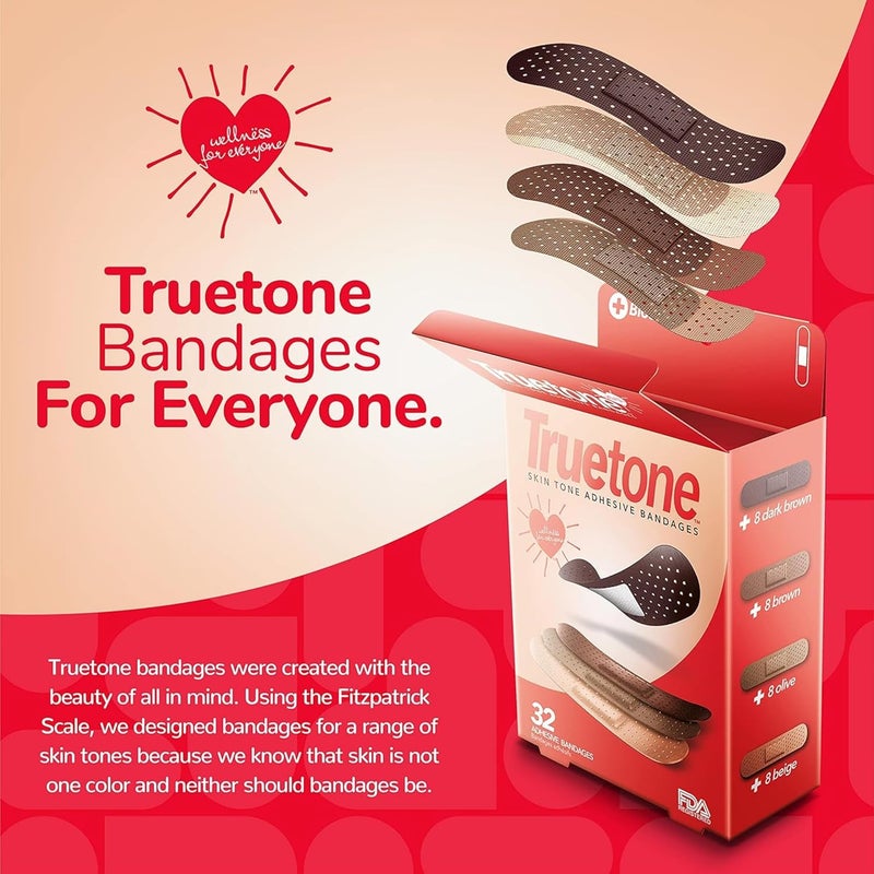 BioSwiss لصقات بيو سويس تروتون لمجموعة ألوان البشرة مع درجات لون البشرة البنية لمطابقة الألوان الحقيقية لضمادات الإسعافات الأولية خالية من اللاتكس شكل قياسي للأطفال والبالغين 32 حزمة - Image 5