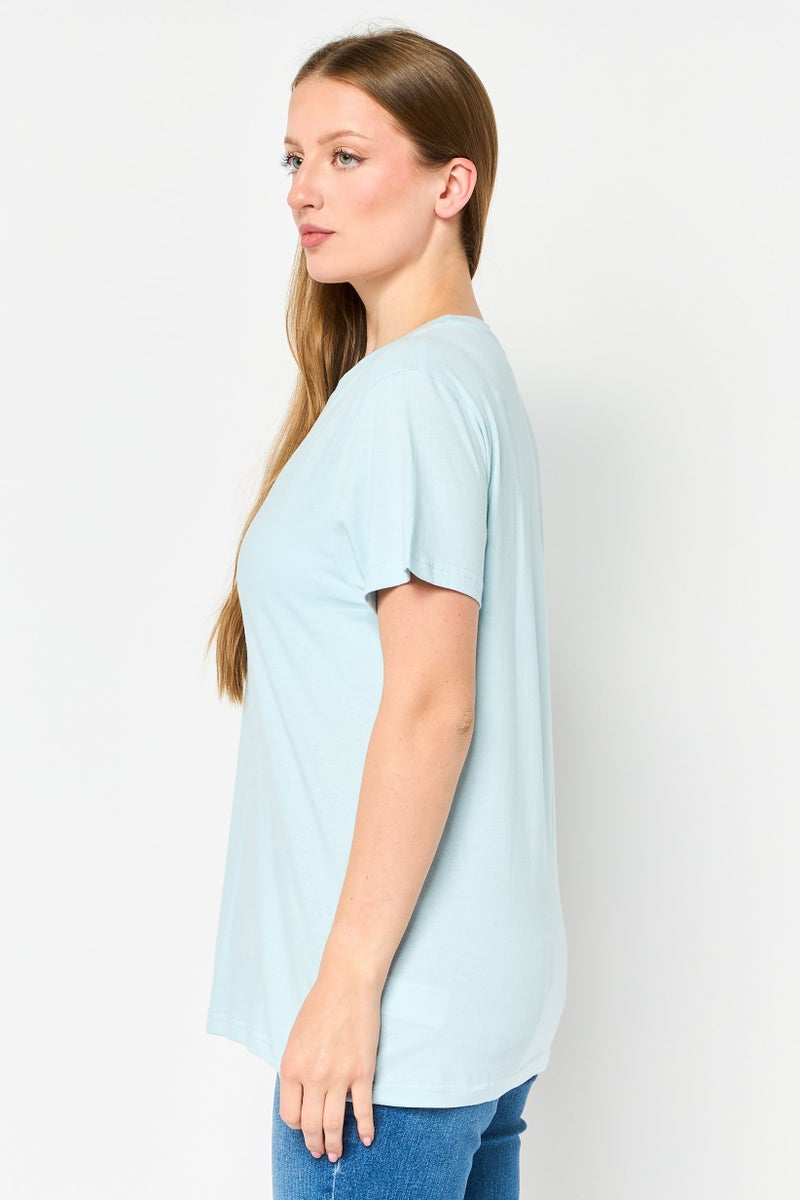 Minions Women Crew Neck Short Sleeve Graphic Print T-shirt, Pastel Blue - Image 3