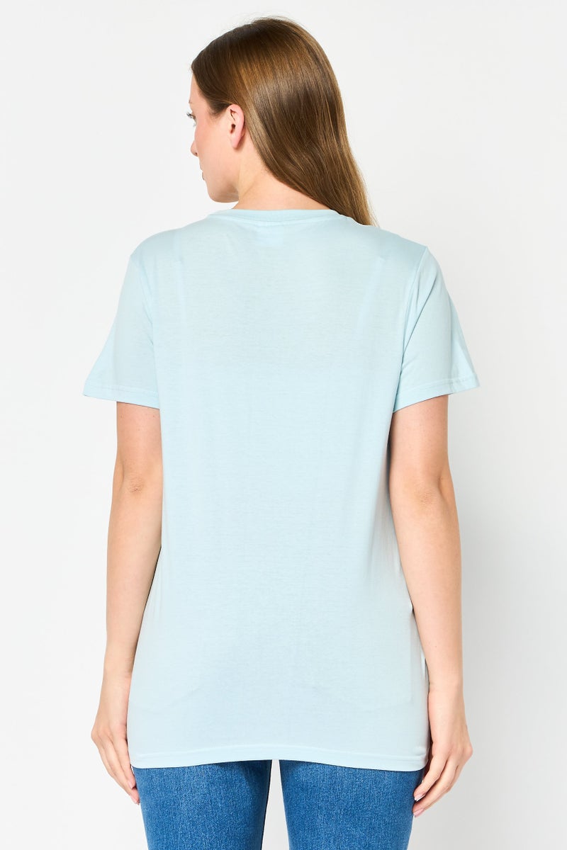 Minions Women Crew Neck Short Sleeve Graphic Print T-shirt, Pastel Blue - Image 4