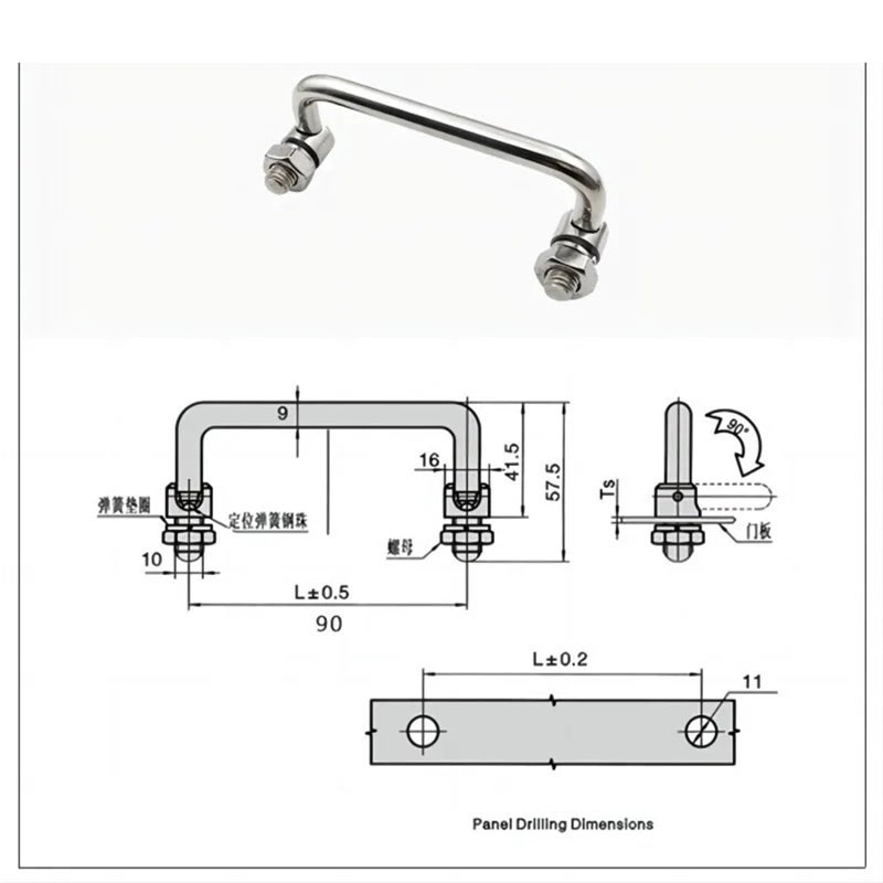 Small Size U Shaped Pull Up Bar Handle 2 Pcs Iron Steel Folding Rods For Drawers Kitchen Closet Wardrobe - Image 4
