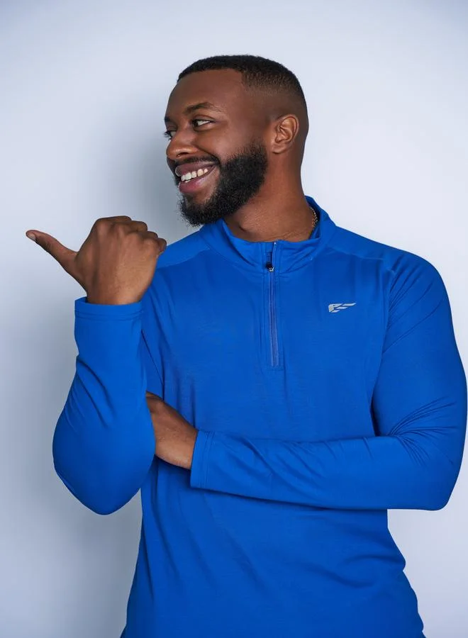 بالم فيت Palmfit Men Blue Half Zip Comfort Active Jacket