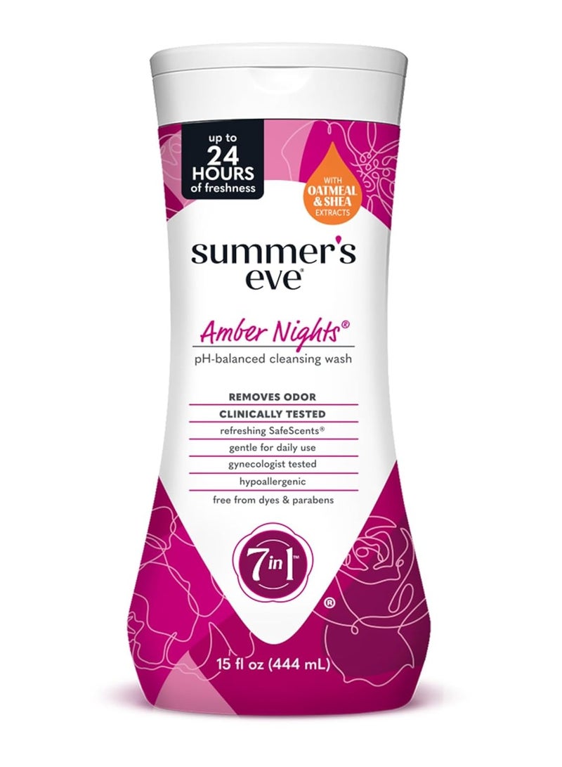 Summer's Eve Amber Nights with Oat and Shea Extracts, Daily Refreshing All Over Feminine Body Wash, Removes Odor, Feminine Wash pH Balanced, 15 fl oz - Image 1