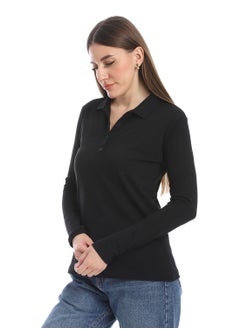 Andora Pique Patterned Polo Shirt_Black  - Image 2