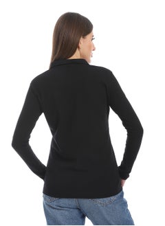 Andora Pique Patterned Polo Shirt_Black  - Image 3