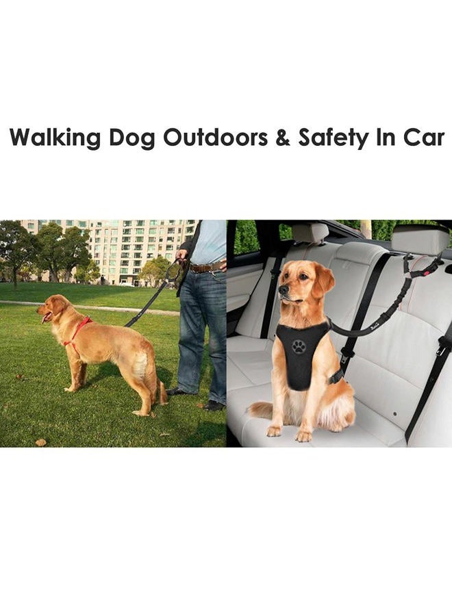 lukovee Dog Car Seat Belt, 2 Pack Headrest Restraint Seatbelt, Adjustable Pet Safety Leads with Reflective Elastic Bungee for Dog Harness Collar Travel Daily Use (Black,Headrest) - Image 2