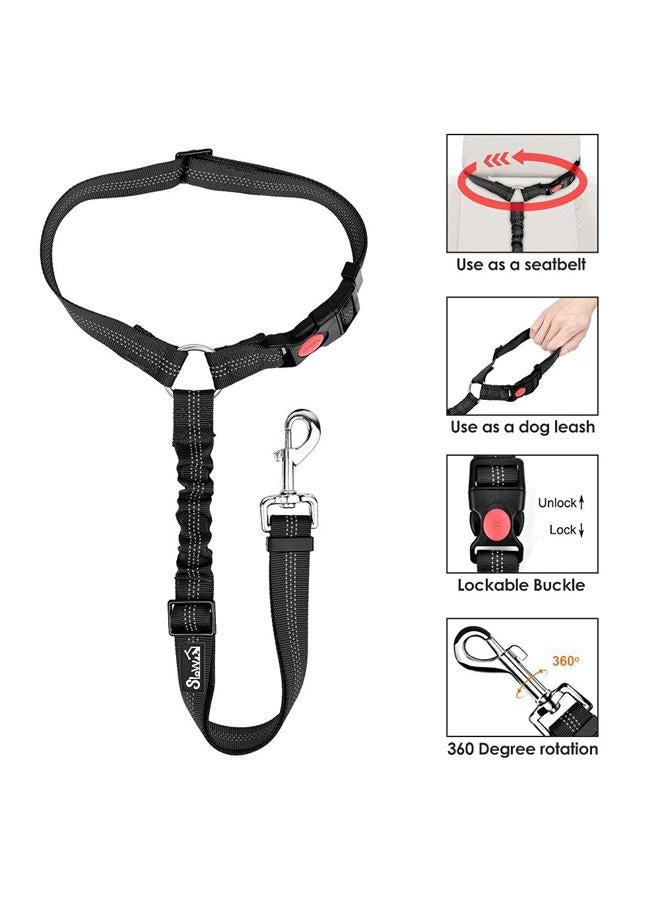lukovee Dog Car Seat Belt, 2 Pack Headrest Restraint Seatbelt, Adjustable Pet Safety Leads with Reflective Elastic Bungee for Dog Harness Collar Travel Daily Use (Black,Headrest) - Image 3