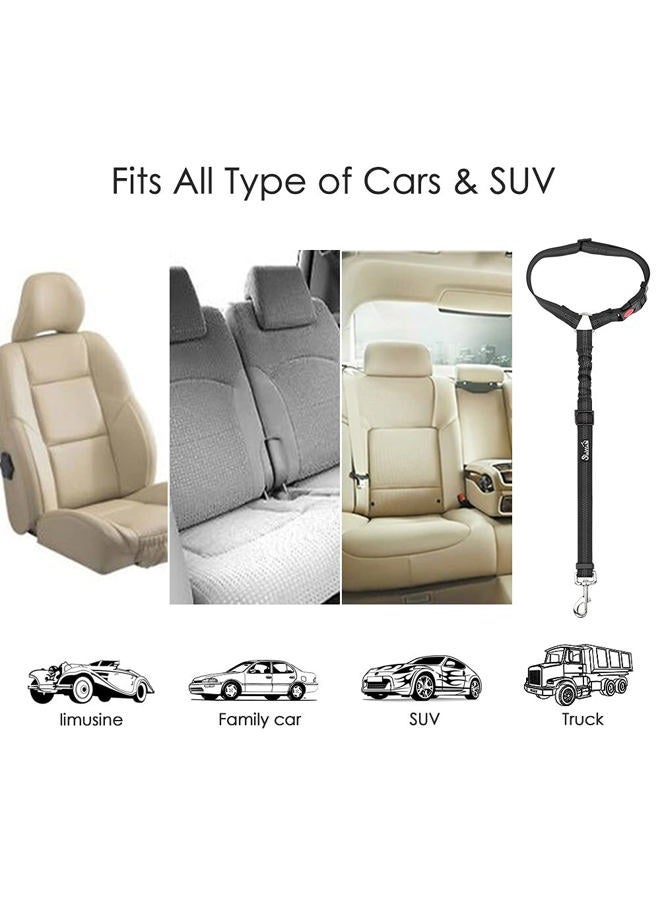 lukovee Dog Car Seat Belt, 2 Pack Headrest Restraint Seatbelt, Adjustable Pet Safety Leads with Reflective Elastic Bungee for Dog Harness Collar Travel Daily Use (Black,Headrest) - Image 5