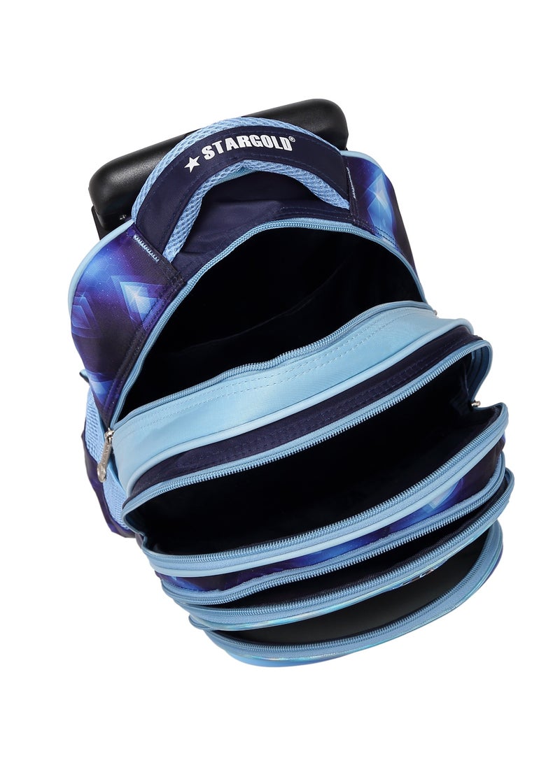 ستارجولد حقيبة ظهر للأطفال من 3 قطع للأولاد الصغار، 1 حقيبة غداء، 1 صندوق أقلام و1 حقيبة بحزام قابل للتعديل للمدرسة، 2 عجلات، 14 بوصة، موضوع الأبطال الخارقين - Image 4