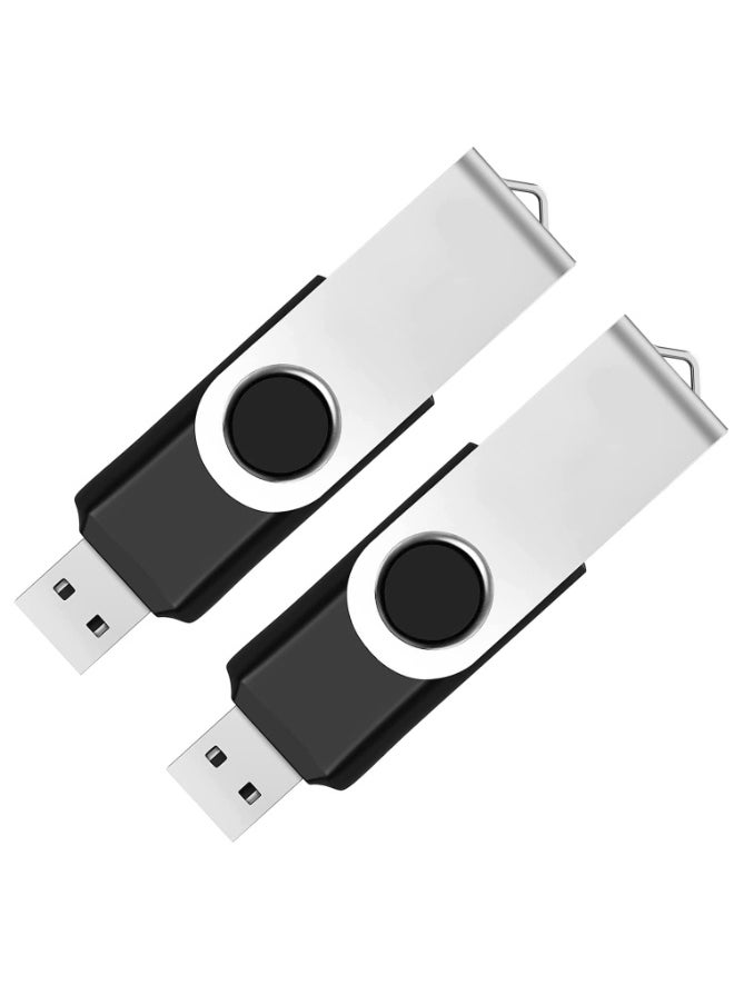 LumsAura 2 Pack 64GB USB Flash Drive USB 2.0 Thumb Drives Jump Drive Fold Storage Memory Stick Swivel Design - Black  - Image 1