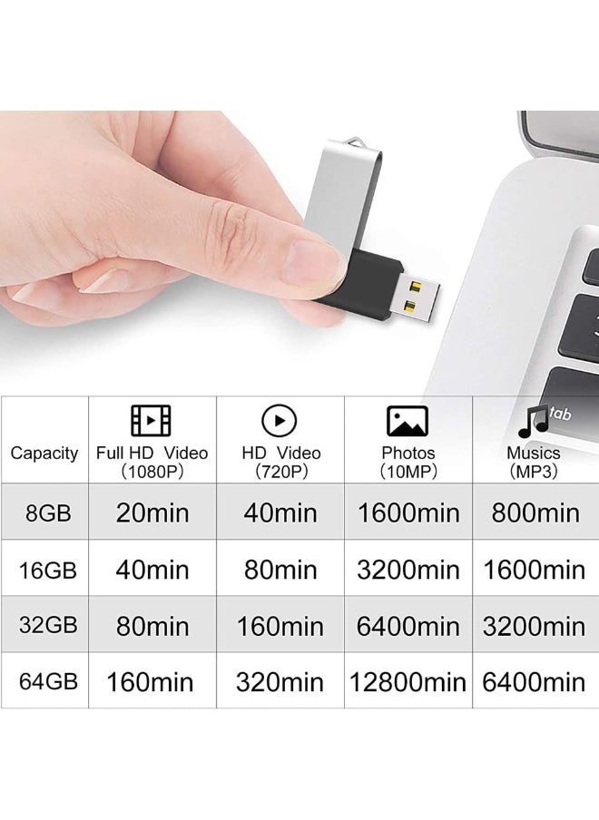 LumsAura 2 Pack 64GB USB Flash Drive USB 2.0 Thumb Drives Jump Drive Fold Storage Memory Stick Swivel Design - Black  - Image 3