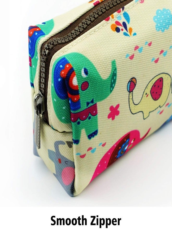LParkin Elephant Pencil Case Capacity Canvas Pen Bag Pouch Case Makeup Cosmetic Bag Stationary Gift Gadget Box - Image 4