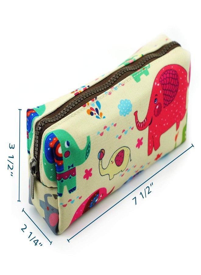 LParkin Elephant Pencil Case Capacity Canvas Pen Bag Pouch Case Makeup Cosmetic Bag Stationary Gift Gadget Box - Image 2