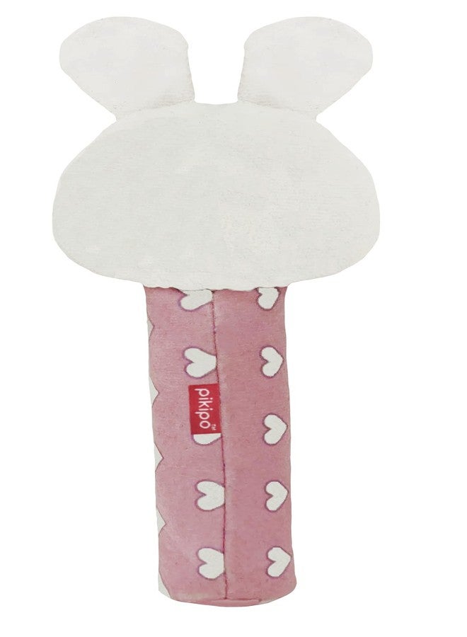 Pikipo Bunny Face Rattle Soft Toy(Plush) for Baby with Squeeze Handle for Squeaky Sound (Pink) - Image 4