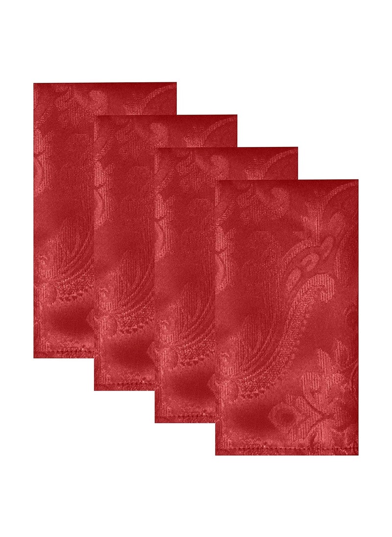 RARELY - Set of 4 Red Elegance Damask Table Fabric Napkins Handkerchief Wedding 17 x 17 Inch - Image 1