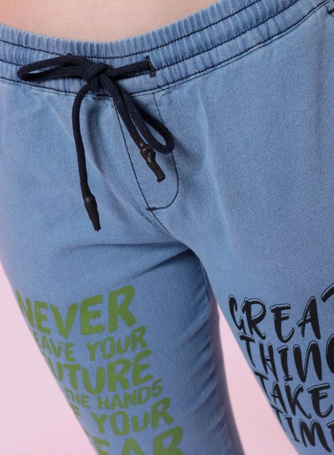 Freehand  Women Regular Fit Printed Mid-Rise Denim Joggers for Women | Best Price UAE