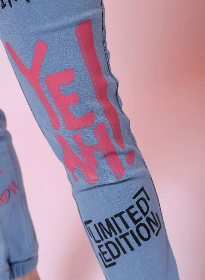Freehand  Women Regular Fit Printed Mid-Rise Denim Joggers for Women | Best Price UAE