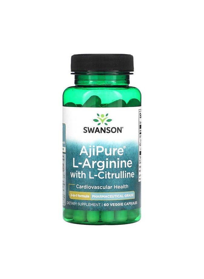 SWANSON - AjiPure L-Arginine with L-Citrulline, 60 Veggie Capsules - Image 1