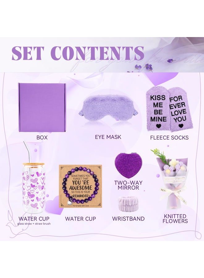FBBP Valentine's Day Gifts for Wife, Purple Lavender Gift Basket for Women – Cute Practical Gift Set for Her, Anniversary Birthday Galentines Mothers Day Present Ideas - Image 5