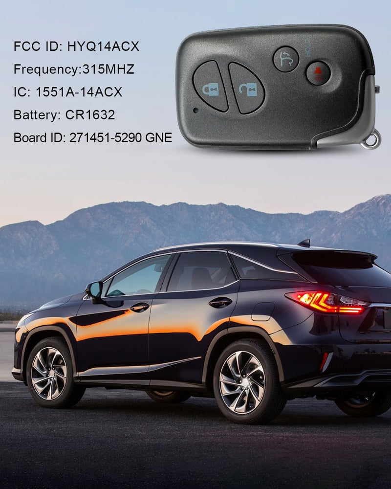 TIKSCIENCE Remote Key Fob Replacement Fit for Lexus RX350 RX450h GX460 CT200h 2010-2015, Keyless Entry Smart Remote Control Car Key FCC ID HYQ14ACX Board 271451-5290 GNE - Image 4