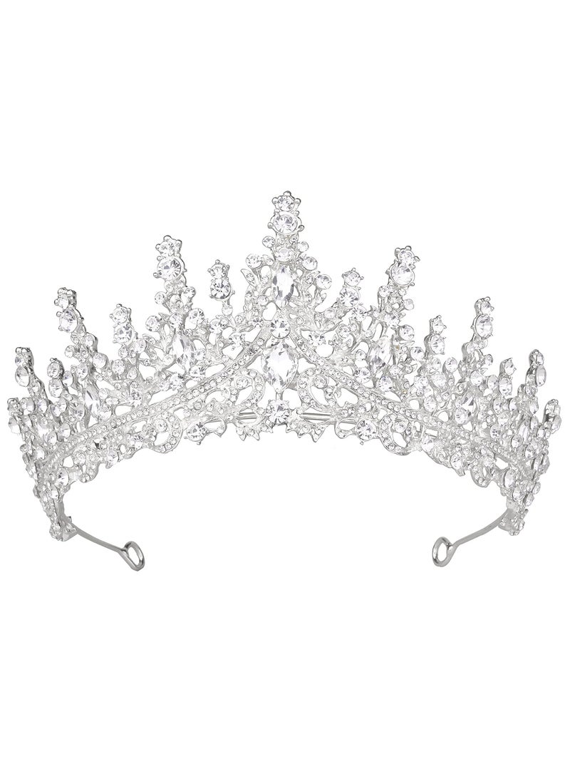 Vofler - Silver Tiara for Women Vofler Princess Crown  Royal Baroque Medieval Renaissance Crystal Headband for Queen Bridal Flower Girl Wedding Birthday Costumes Party Quinceanera Prom Pageant Homecoming - Image 1