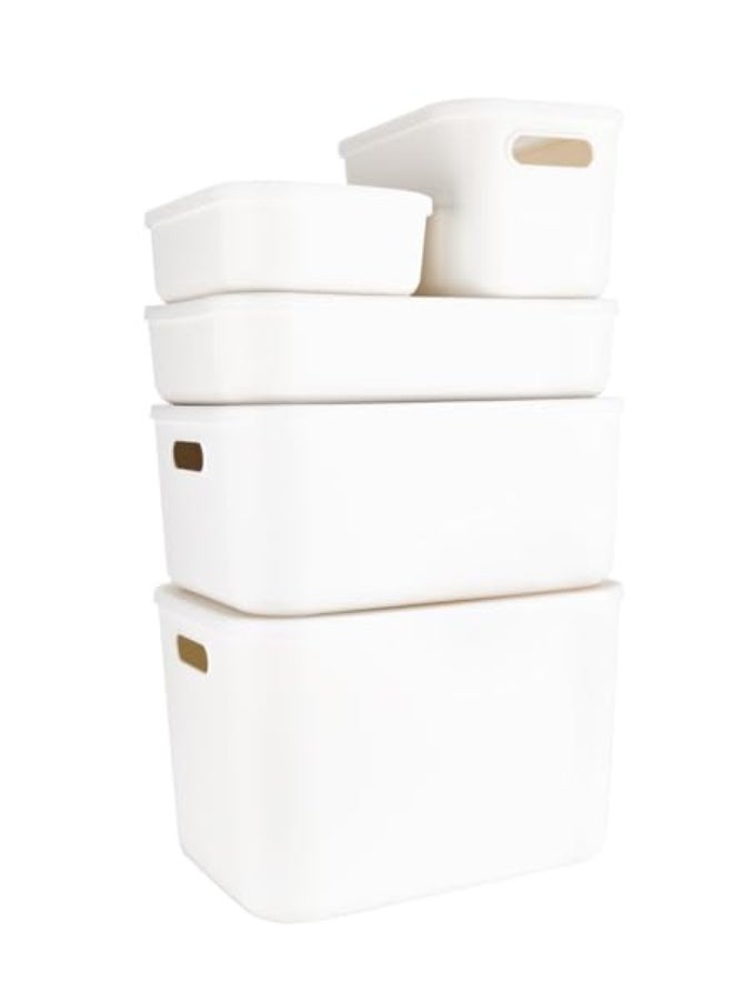 Large PP Storage Box – 36.5 x 25.5 x 24 cm – BPA-Free Polypropylene Organizer with Lid & Side Handles – Stackable, Durable, Lightweight Plastic Container for Home, Office, or Pantry