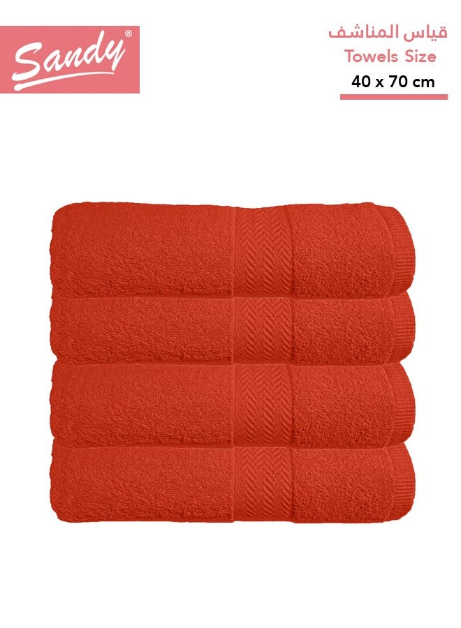 ساندي طقم مناشف يد فاخرة بجودة الفنادق قطن 100% صنعت في مصر - 600 غرام لكل متر مربع، ناعمة وسريعة الجفاف وعالية الامتصاص (4 قطع - 40 × 70 سم), طوبي - Image 1