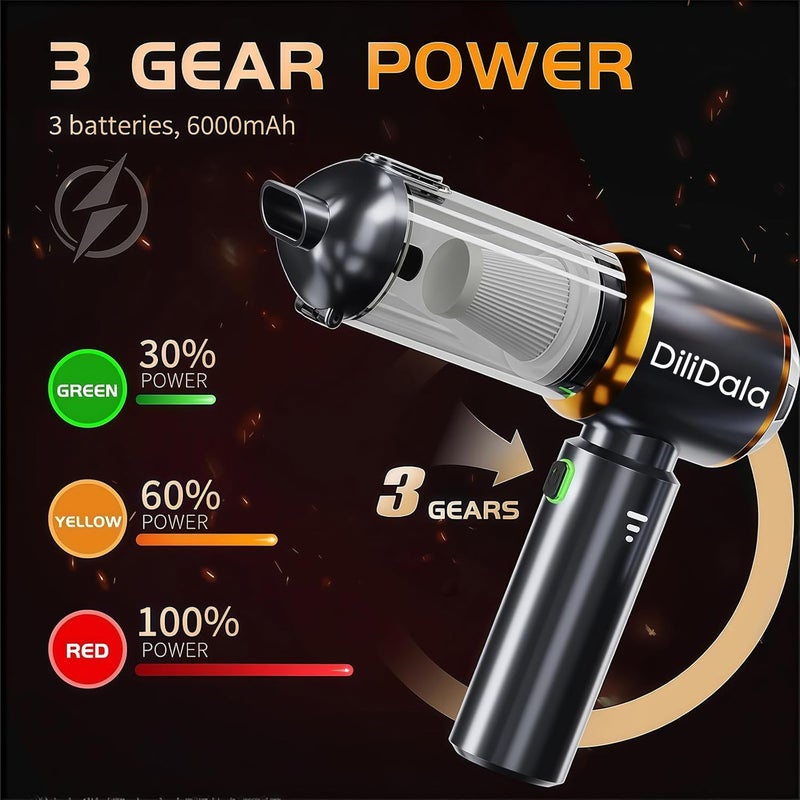 DiliDala Handheld Vacuum Cleaner - 25000 PA Wireless Car Vacuum with One-Touch Dust Container - Image 2