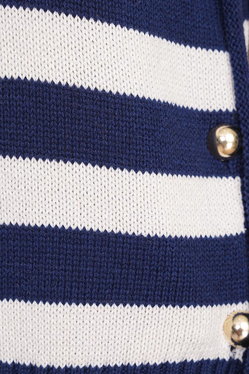 MIXRAY Striped Knit Top with Button Detail - Image 5