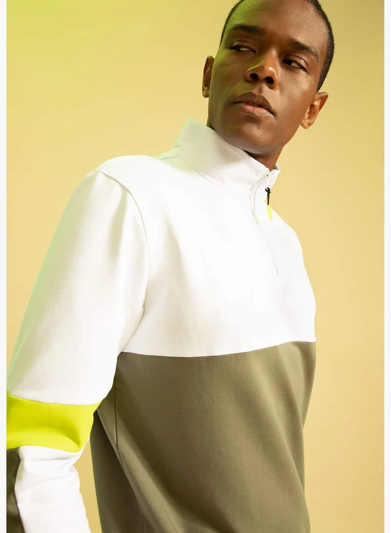 DeFacto Standard Fit Long Sleeve Colour Block Sweatshirt