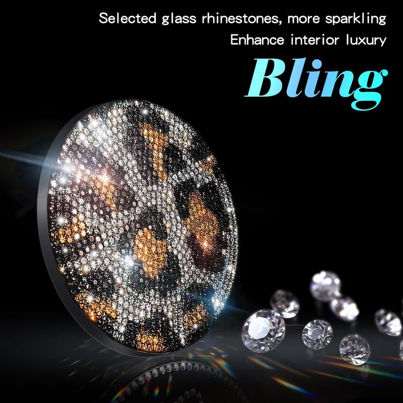 Murimt Bling Car Accessories Water Coaster for Women,Leopard Print Rhinestone Car Coasters, Drink Coasters 2.75in(2 pcs) - Image 3