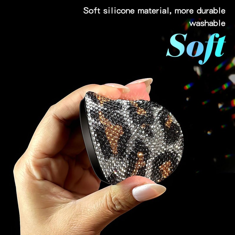 Murimt Bling Car Accessories Water Coaster for Women,Leopard Print Rhinestone Car Coasters, Drink Coasters 2.75in(2 pcs) - Image 4