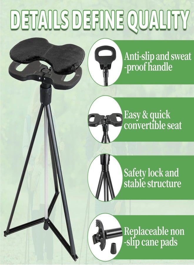 ALEVMOOM Walking Cane with Seat 2-in-1 Cane Stool for Adults, Aluminum Walking Stick with Seat, Stick Chair Portable Stool for Senior-Black 34 in/1.8 LBS - Image 4